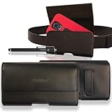 CellBeeÂ® Alcatel One Touch Premium Leather Pouch Carrying Case with Belt Clip Belt Loops Holster for Alcatel One Touch Evolve 5020T / Alcatel One Touch Fierce 7024W (Perfect Fits with Otterbox Commuter / Defender Case on Lifeproof Case on) w/ Stylus Touch Pen (Classic Black)