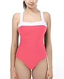Vintage One Piece Bathing Suits Monokini Swimsuit Push Up Racerback Swimwear for Women Pink