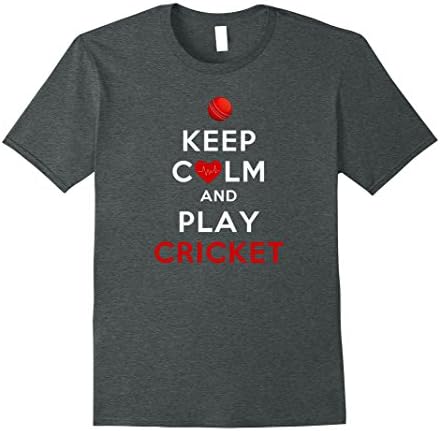 Mens Keep Calm and Play Cricket Shirt Medium Dark Heather