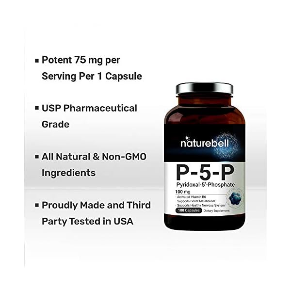 P5P Vitamin as Pyridoxal 5 Phosphate 100mg, 180 Capsules, Activated P5P