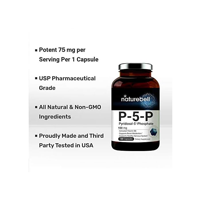 P5P Vitamin as Pyridoxal 5 Phosphate 100mg, 180 Capsules, Activated P5P