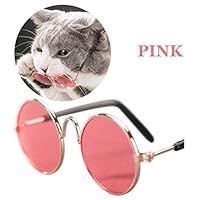 Stock Show Funny Cute Dog Cat Retro Fashion Sunglasses Mosaic Glasses Transparent Eye-wear Protection Puppy Cat Teacher Bachelor Cosplay Glasses Pet Photos Props for Small Dog Cat, Pink