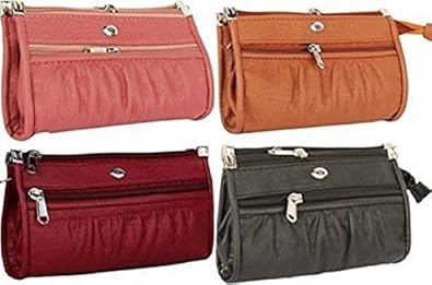 DN Enterprises Leather Black, Tan, Pink and Maroon Womens Wallet Combo - Pack of 4