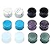 PiercingJ 12pcs Natural Gem Stone Double Flared Saddle Plug Gauge Ear Stretcher Piercing Jewelry Gauge kit 2g 0g 00g 12mm 14mm