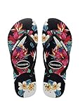 Havaianas Women's Slim Flip Flop Sandals, Tropical Floral Black,Black,37/38 BR (7-8 M US)