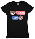 Star Wars Han Solo Leia Emoji I love I know Juniors T-shirt