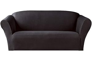 Bedding Haus 3-Piece Couch Cover Set, Sofa, Loveseat, and Arm Chair Slipcovers, Form fit Stretch, Wrinkle Free, Furniture Protector, Sofa Covers for Living Room, Polyester Spandex (Black)
