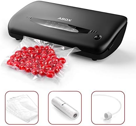 Vacuum Sealer Machine, ABOX Automatic Food Vacuum Sealer with Roll & Bags Starter Kit, Built-in Bag Storage&Cutter, Dry&Moist Modes, Soft Touch Buttons and Led Indicator Bar for Home&Commercial Use