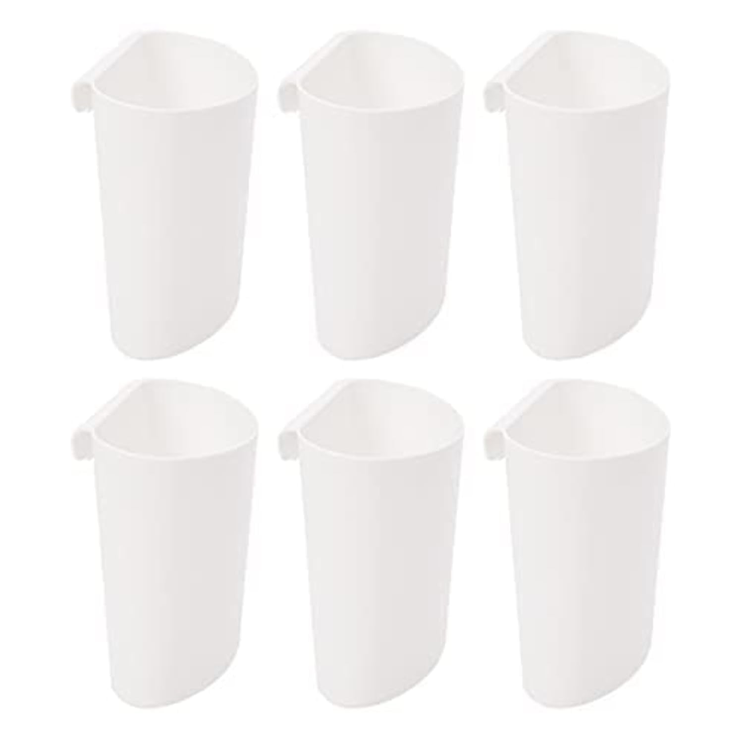 JAKAGO Hanging Cups For Storage Trolley & Cutlery Rack, 6-Pack Storage Small Hanging Cup Holder, Multifunctional Removable Cart Accessories (White)