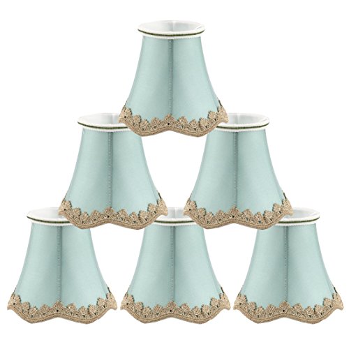 uxcell Chandelier Wall Ceiling Clip on Lamp Shades Light Cover 3x5.3x4.7 Inch, Set of 6 Seagreen
