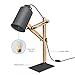 Tomons Led Desk Lamp Wooden Swing Arm Designer Table Lamp Bedside Nightstand Reading Light DL1005US-G
