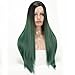 MISSWIG Synthetic Wigs Long Straight Ombre Wig Heat Resistant Fiber Dark Green Black Roots Full Wigs for Black Women with Wig Cap