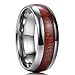 King Will 8mm Domed Koa Wood Tungsten Carbide Ring Wedding Band Polished Finish Comfort Fit