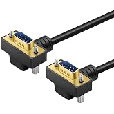 Pidwaok DB9 Male to Male RS232 Serial Cable, Dual Right-Angle 90 Degree 9-Pin COM Port Extension for PC, Industrial, CNC and POS Systems (Gold Plated, 1 Meter)
