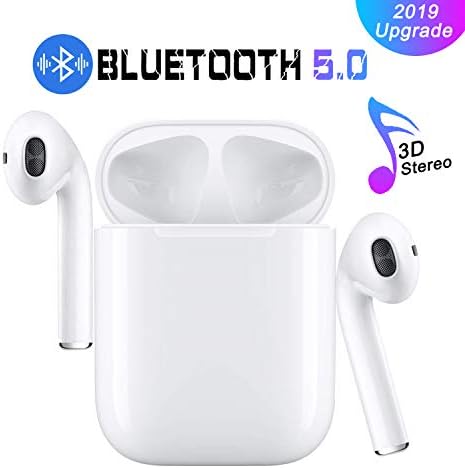 Bluetooth 5.0 Wireless Earbuds Noise Canceling Sports Headphones with【24 Hrs Charging Case】 IPX5 Waterproof TWS Stereo Earphones in-Ear Built-in HD Mic Headsets for iPhone Android Apple Airpod