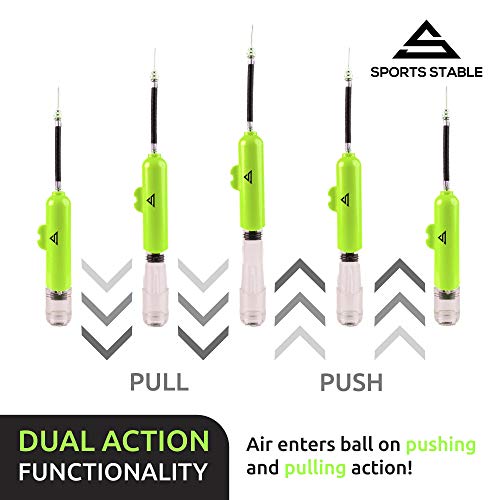 Sports Stable Dual Action Ball Pump Comes with 5 Standard Needles and 2 Plastic Yoga Ball Adaptors for Your Football, Basketball, Soccerball, Pilates Ball, Volleyball, Handball, Yoga Ball - Thumbnail 2