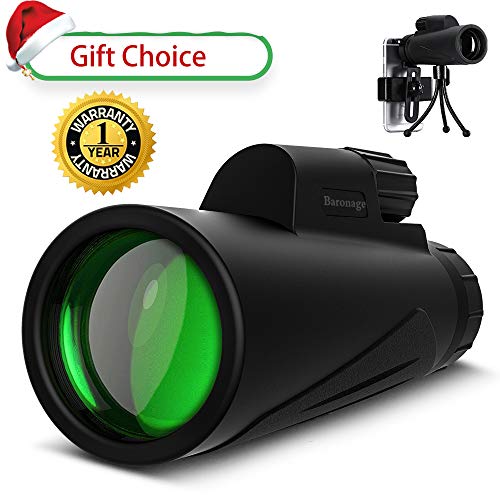 Monocular High Power Spotting Scope - Baronage 12X42 High Definition Telescope with Smartphone Tripod and Phone Mount Adapter for Adults Bird Watching Camping Travelling.