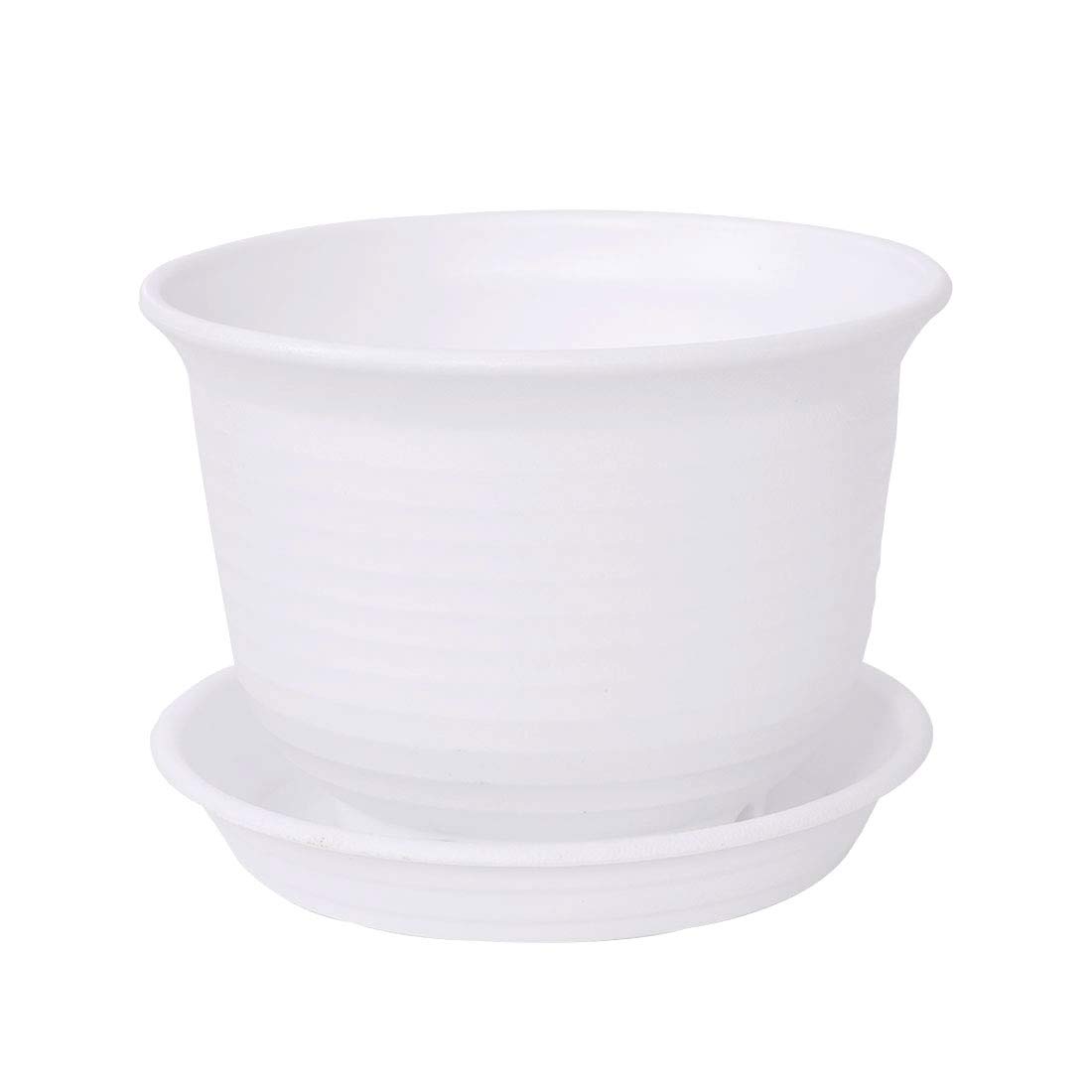Sourcingmap Plastic Yard Succulent Plant Seed Flower Pot Holder Container 6.1 Inches Dia White