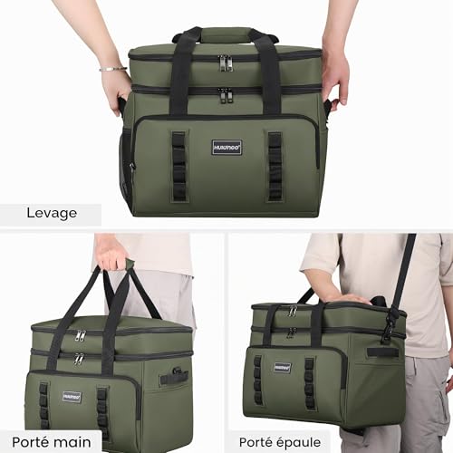 Hulongo Large Foldable Waterproof Soft Cooler Bag for Picnic, Shopping, Camping, Travel, Grocery and Fishing, 42L