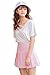Beautifulfashionlife Women's High Waist Solid Pleated Mini Skirt(S, Pink)