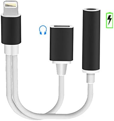 Iphone 7 Adapter 2 in 1 Lightning Adapter and Charger Lightning to 3.5mm Aux Headphone Jack Adapter Splitter Lightning Extension for iPhone 7 / 7 Plus / iphone 6S / 6 Plus(Black)