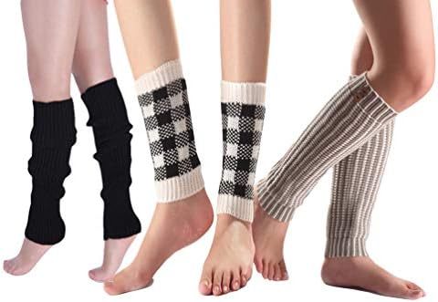 Santwo Women Winter Warm Crochet Knitted Boot Cuff Sock Short Leg Warmer 3 Pairs