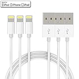 Certified Heavy Duty USB to 8 Pin Charge Sync Cord Cables [3-Pack] 3Ft 1m for X XR XS XS Max 8 7 7 Plus 6 6s Plus 5s 5c 5 SE Pro Air 2 Mini 4 3 2 1 Touch Nano Beats (White)
