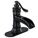 Homevacious Bathroom Faucet Oil Rubbed Bronze Waterfall Sink Basin Single Handle Bath Lavatory Farmhouse Faucets Antique Black One Hole Lever Spout Mixer Tap Commercial Supply Hose Lead-Free