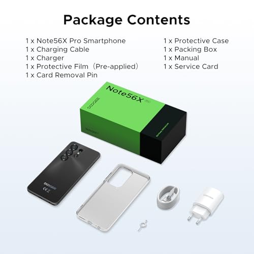DOOGEESmart Note 56X Pro Mobile Phones, Android 16 Smartphone, Gemimi AI 6150mAh, Ultra-Slim 6.56" HD+, 32GB+128GB/TF 2TB Android Phones, SIM Free Mobile Phone Unlocked, Fingerprint/Face ID/OTG/NFC