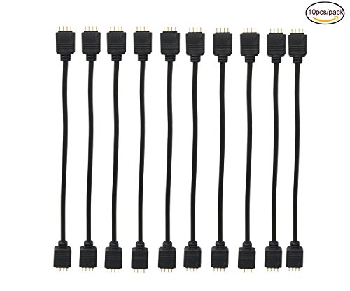 10pcs black 0.3M 0.98ft 4 Color RGB Extension Cable LED Strip Connector Extension Cable Cord Wire 4 Pin LED Connector for SMD 5050 3528 2835 RGB LED Light Strip (10 PCS)
