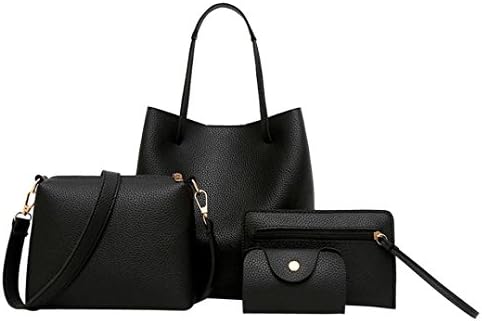 4Pcs/Set, Clearance!! FDelinK Women PU Leather Handbag+Crossbody Bag+Messenger Bag+Card Package