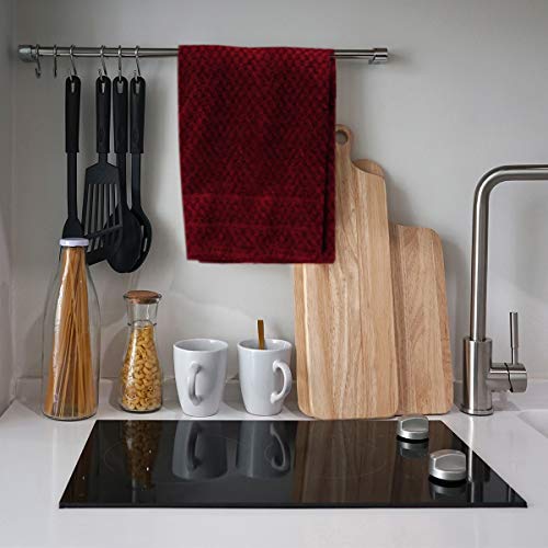 Talvania Kitchen Towels 100% Cotton Dobby Weave Terry Towel Set, 12 Pack Soft and Absorbent Multipurpose Dish Cloth, Hand Towel and All Kitchen Cleaning 15" X 25" Machine Washable (Red Pear & White)