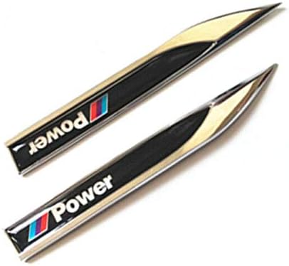 YONGHONG Power Side Wing Emblem Badge Sticker Wing Fender Metal for BMW M X1 X3 X4 X5 X6 M3 M5 GT(Black/Silver)