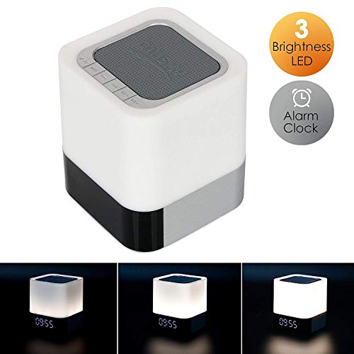 Night Light Bluetooth Speaker, Touch Sensor Bedside Lamps, Wake up Light, Color Changing Dimmable Table Lamp, Digital Alarm Clock Night Light, for Kids and Adult Wireless Speaker with Lights - Thumbnail 7