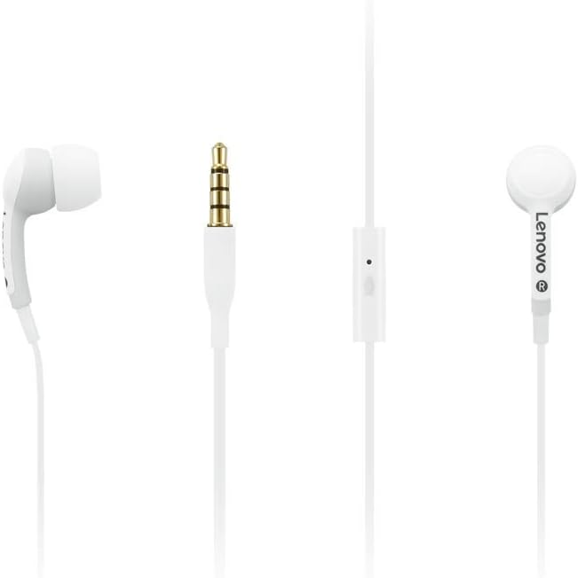 Lenovo 100 in-Ear Headphone, Wired, Microphone, Noise Isolating, 3 Ear Cup Sizes, Windows, Mac, Android, GXD0S50938, White