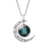 Popular Gemini Moon Star Pendant Alloy Chain Necklace for Women Girls Choker