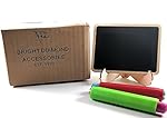 10 Mini Rectangle Chalkboards + 2 Chalks: Placecards with Easel Stand.Great Use for Indoor and Outdoor as Message Board Signs For Parties, Weddings, and Special Events.