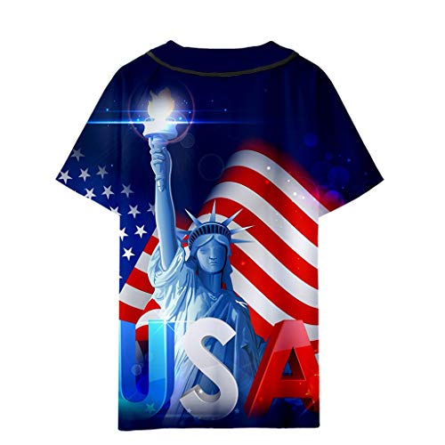 Toponly Mens American Flag T-Shirt Patriotic Vintage Shirts Hipster Short Sleeve Hip Hop Tee Shirt Baseball Uniform