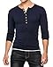 HOTOUCH Mens Casual Slim Fit Basic Henley Long Sleeve T Shirts Navy Blue L