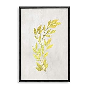 Framed Canvas Wall Art Golden Plant Canvas Prints Home Artwork Decoration for Living Room,Bedroom - 16x24 inches