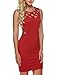 Zeagoo Women's Sleeveless Hollow Out Cocktail Party Mini Pencil Bodycon Dress,Small,Red