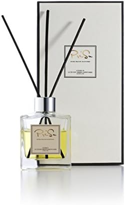 PriSu Citrus Scented Essential Oil Reed Diffuser with Natural Rattan Sticks and Glass Bottle (4.2 fl oz)