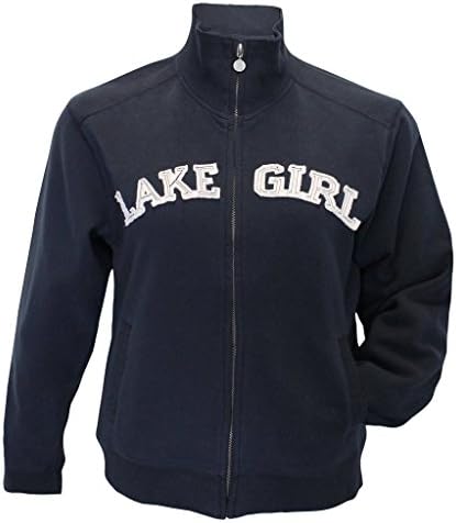 Lakegirl Full Zip Classic Track Jacket sweatshirt, NAVY, MEDIUM