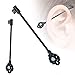 Greendou Fashion Jewelry 316L Stainless Steel Victorian Heart Key Industrial WildKlass Barbell with Synthetic Opal (Black)