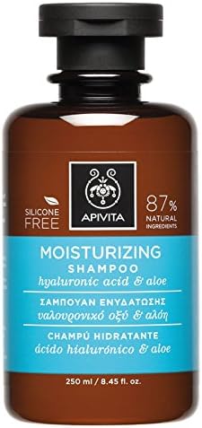 2 X Apivita Moisturizing Shampoo with Aloe & Hyaluronic Acid (New Product, Released in 2017) - 2 Bottles X 250ml/8.5oz each one