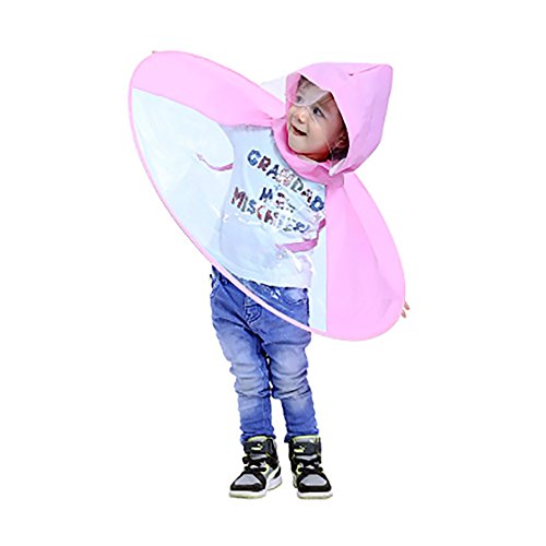 VenusCare Kids Umbrella Hat UFO Portable Headwear Foldable Hands Free Pink (Small)