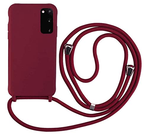 MEVIS Case Compatible with Samsung Galaxy S20 Plus, Slim Adjustable Shock Proof Lanyard Case Red