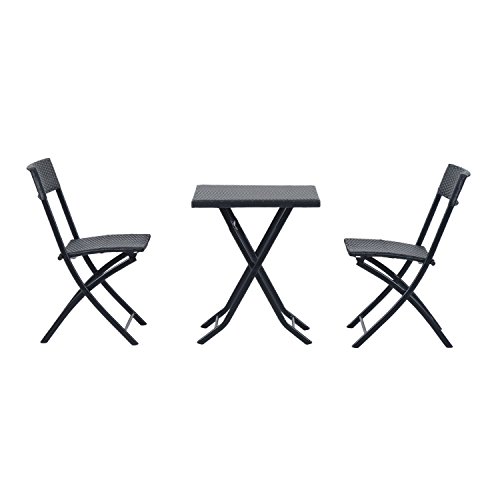 Outsunny Bistroset Polyrattan 3tlg. Balkonmöbel Set Sitzgruppe Essgruppe Gartenmöbel Garnitur – Bild 5