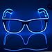Fronnor Glow Eye Glasses with Voice Control Light Up El Wire Glowing Party Rave Glasses for Halloween,Party Favor (Blue)