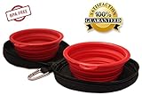 Northern Outback Travel Pet Bowl Set - 2 Collapsible 2 CUP Silicone Bowls BONUS Carabiner - BEST DOG OR CAT BOWL - Camping Hiking - BPA FREE